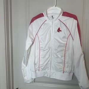 Vintage G-III Sports MLB Red Sox Zip Up Ruching Red/White Windbreaker Jacket, XL